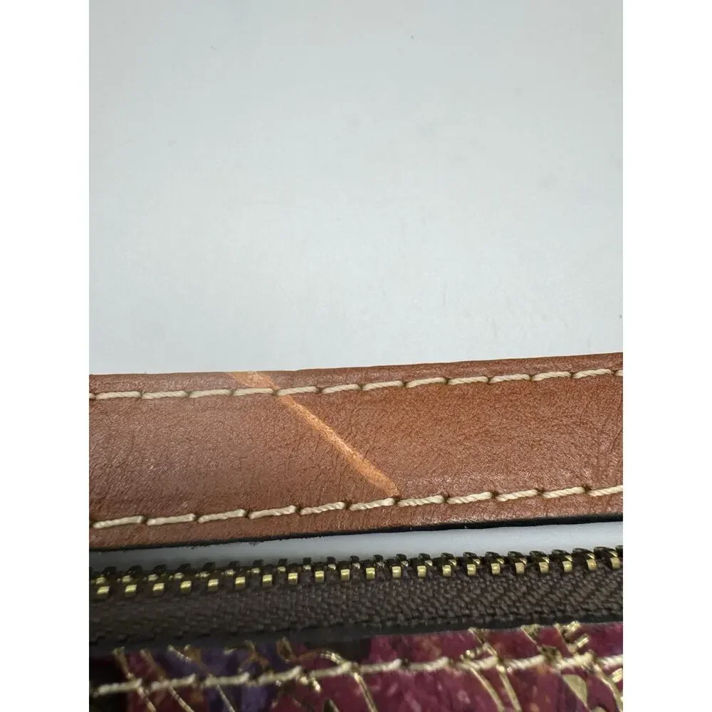 NWT Patricia Nash Metallic Tooled Lace Leather Clutch Wristlet Dark Paisley Zip